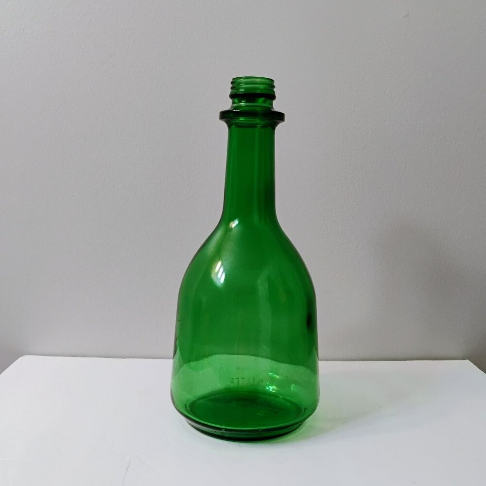Vintage Green Glass Bottle, 1960s Gallo 12" Wine Decanter MCM Bar Decor, Mid Cen